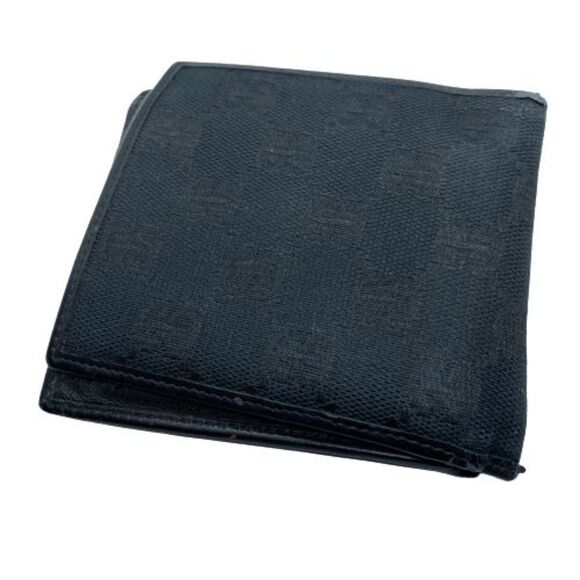 Authentic Gucci Black Canvas & Leather Bifold Wallet **FLAWS** - Picture 2 of 12